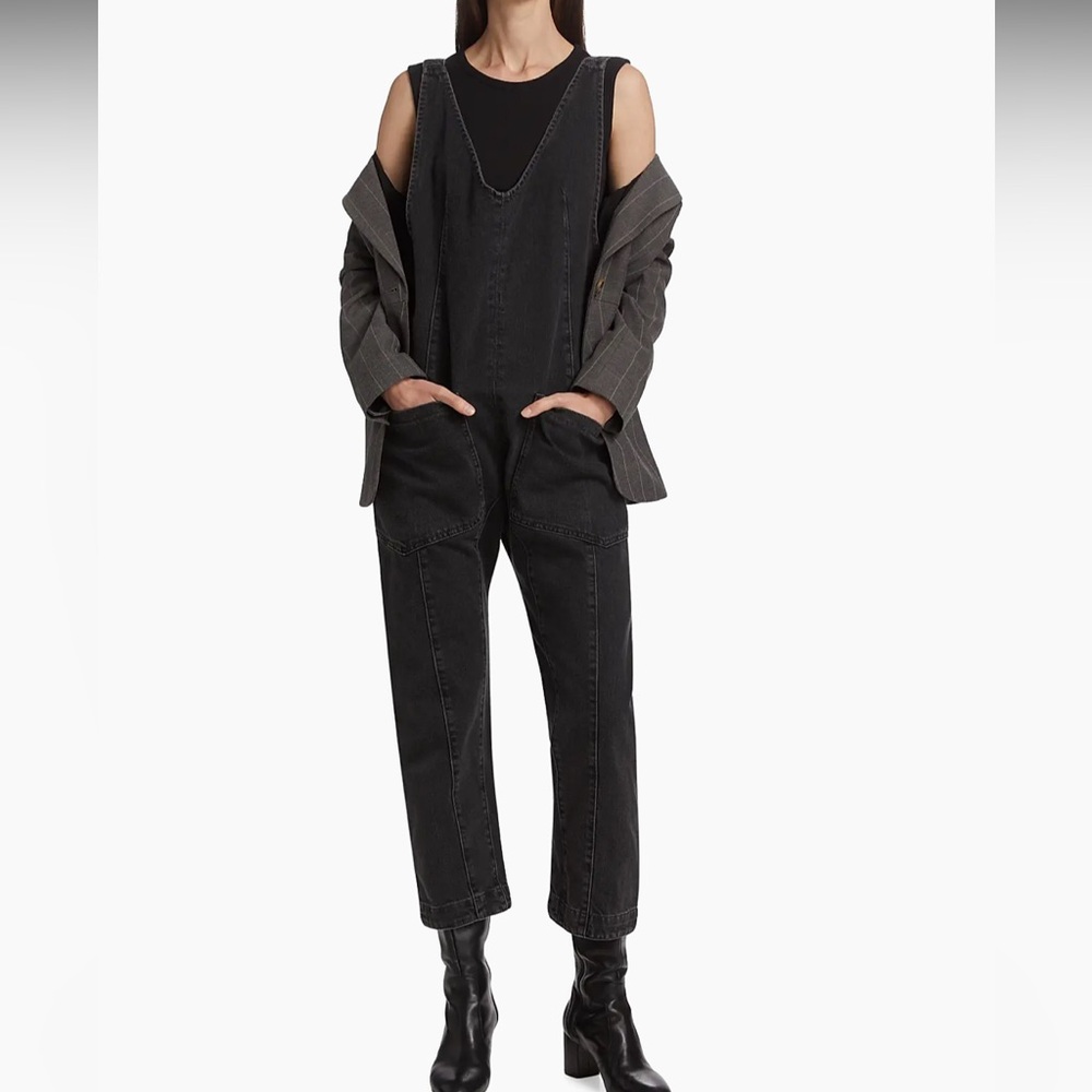 Free People Black Denim Jumper Jumpsuit
